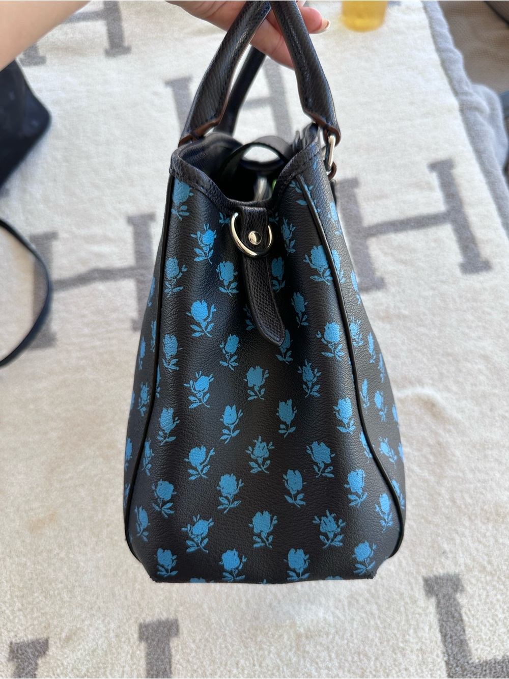 Coach Black Satchel with Blue Floral Print - Picture 3 of 12